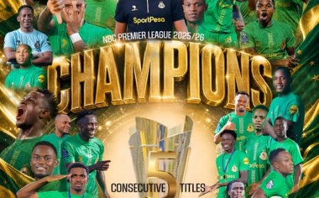 Young Africans win historic fifth consecutive Tanzanian Premier League title (Photos)