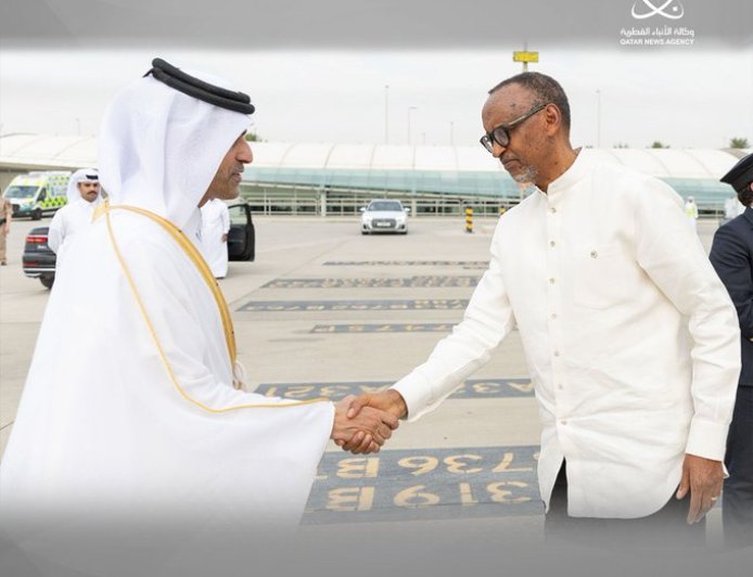 President Kagame arrives in Qatar to honor late former Emir Sheikh Hamad