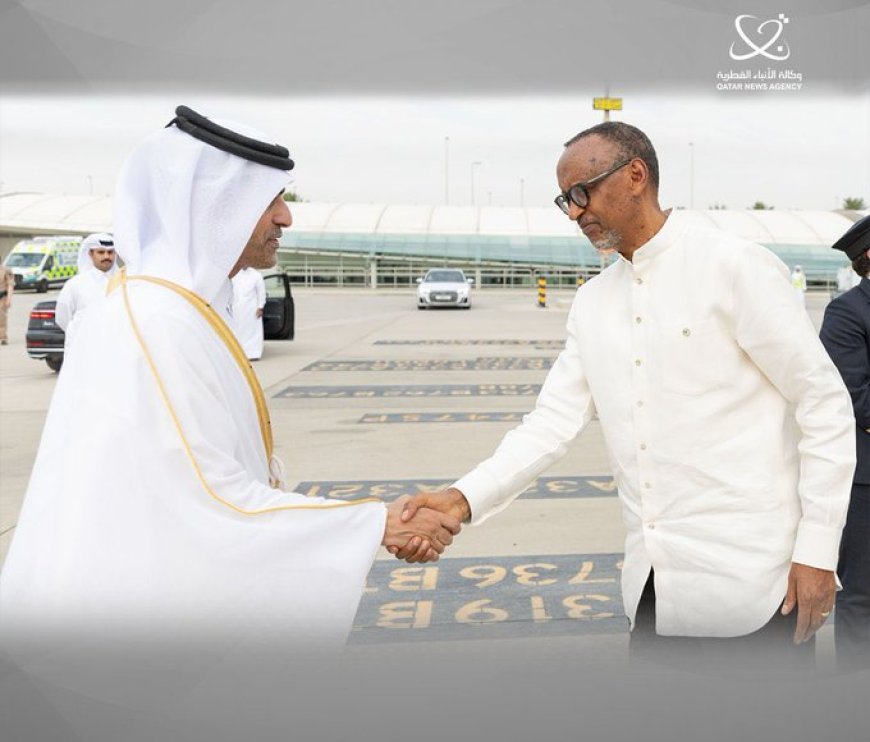 President Kagame arrives in Qatar to honor late former Emir Sheikh Hamad