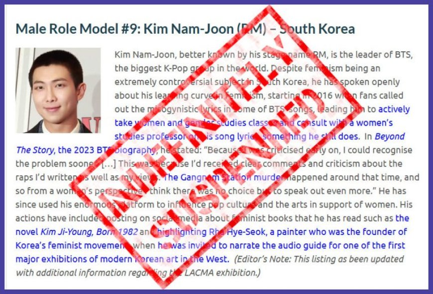 A screenshot from nonprofit The Pixel Project shows BTS's RM being 