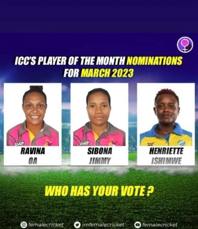 Cricket Rwandan Player shortlisted to the ICC Women's Player of the